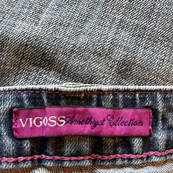 Vigoss Amethyst Collection The Jolie Bootcut Ripped Patched medium wash 13/14 - Picture 5 of 7